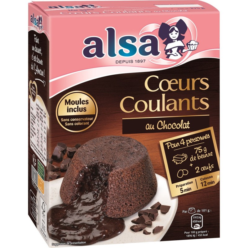 Préparation gâteau cœur coulant chocolat ALSA