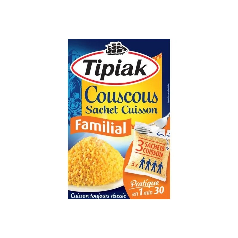 Couscous sachet cuisson TIPIAK les 3 sachets de 210 g Couscous sachet cuisson TIPIAK les 3 sachets de 210 g