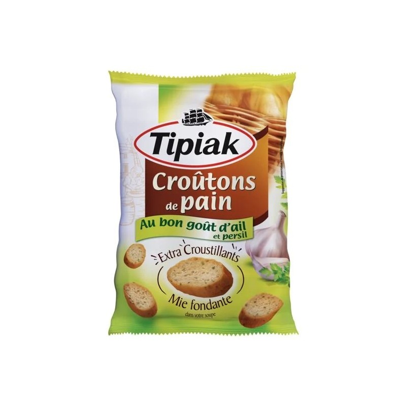 TIPIAK valkosipuli-/persiljamurskalla maustetut leipäkrutongit, 80 g pussi