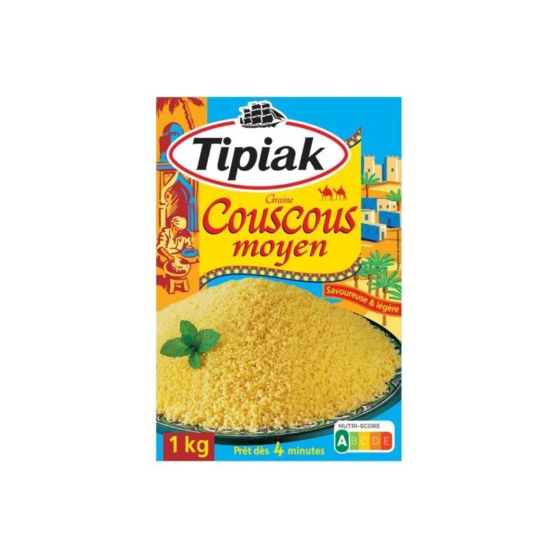 Couscous grain moyen TIPIAK la boite de 1 kg