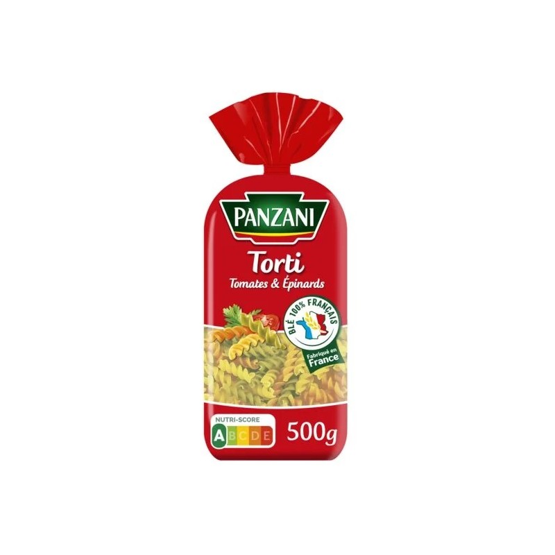 Pâtes tricolores torti épinards & tomates PANZANI