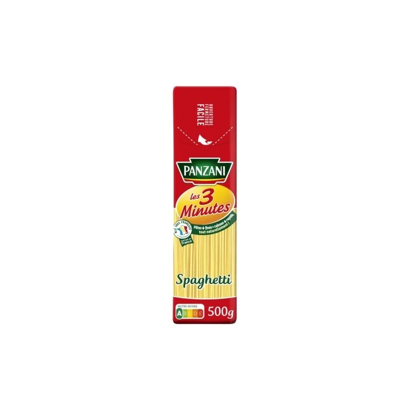 Pâtes spaghetti 3 min PANZANI
le paquet de 500 g