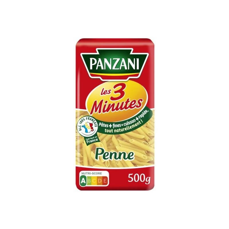 Pâtes penne les 3 minutes PANZANI
le sachet de 500 g