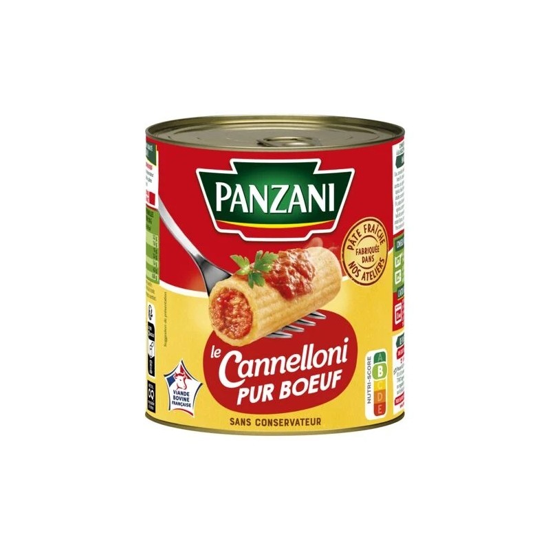 Plat cuisiné cannelloni pur bœuf PANZANI la boîte de 800g