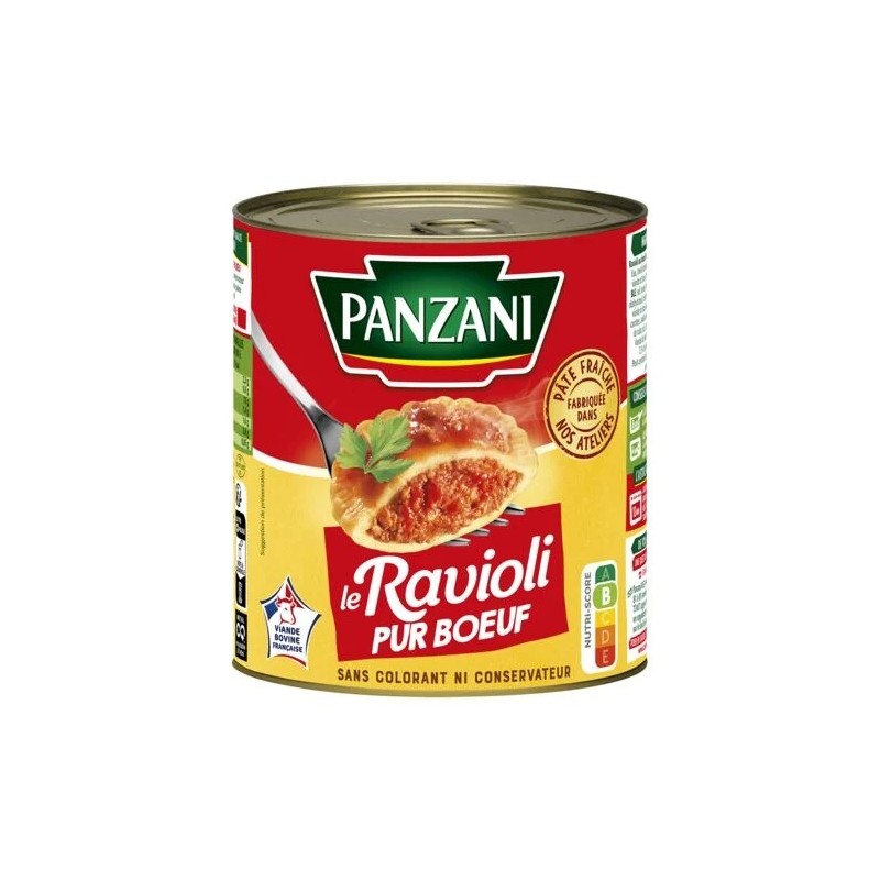 Plat cuisiné ravioli pur bœuf PANZANI la boîte de 800g