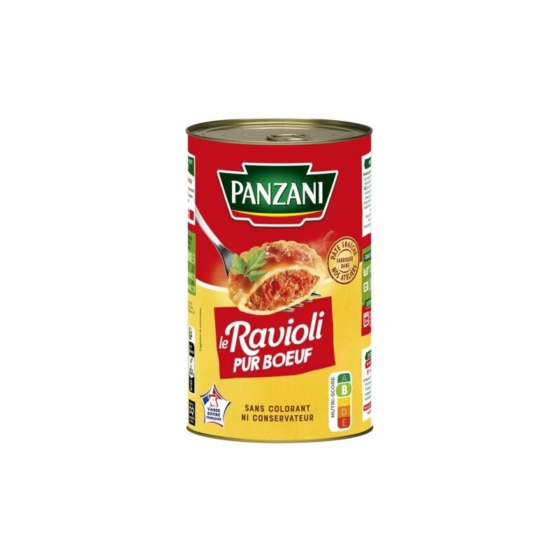 Plat cuisiné ravioli pur bœuf PANZANI la boîte de 1,2kg