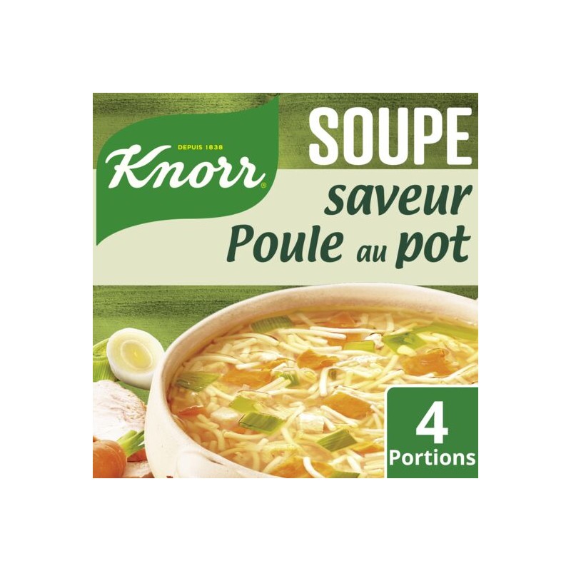 Soupe déshydratée poule au pot aux petits légumes KNORR
le sachet de 72 g