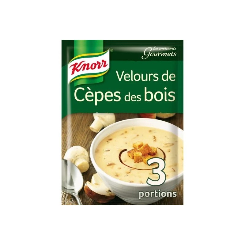 Soupe déshydratée velours de cèpes et champignons de Paris KNORR
le sachet de 91 g