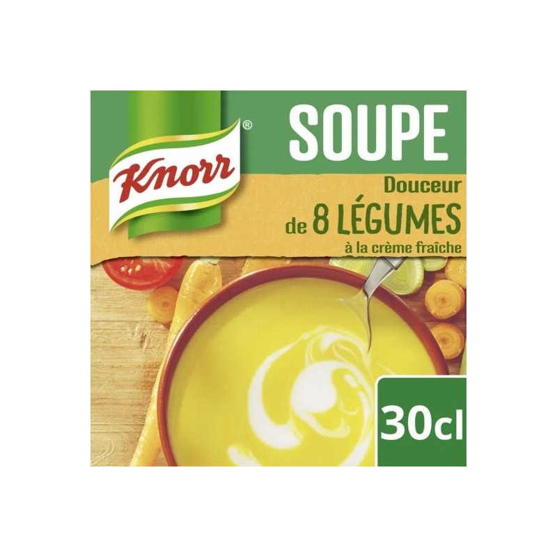 Soupe 8 légumes crème fraîche KNORR
la brique de 30 cl
