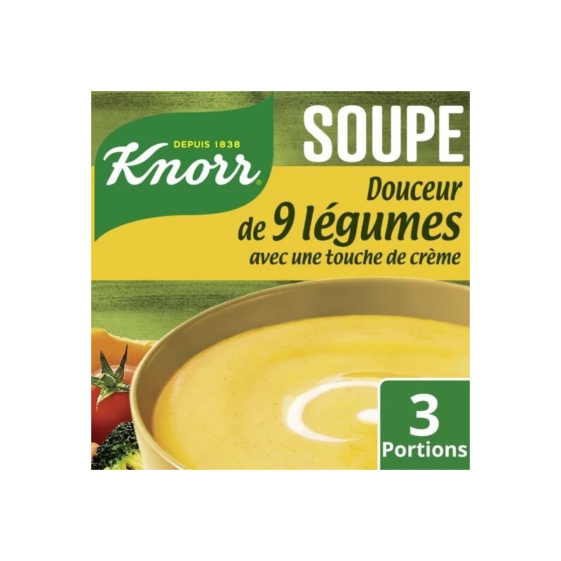 Soupe déshydratée douceur de 9 légumes touche de crème KNORR le sachet de  84 g