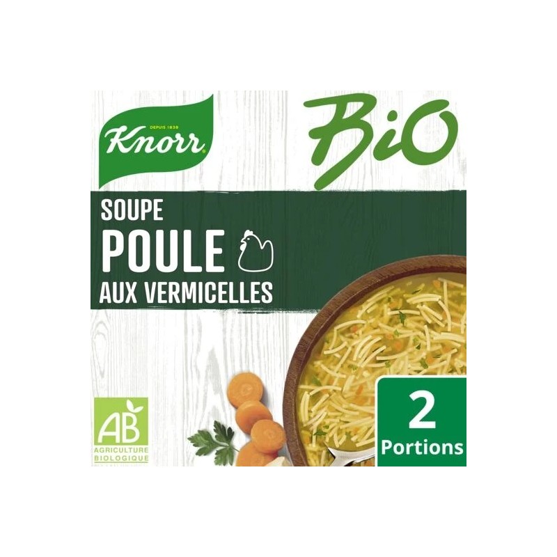 Soupe Bio poule aux vermicelles KNORR
le sachet de 36g
