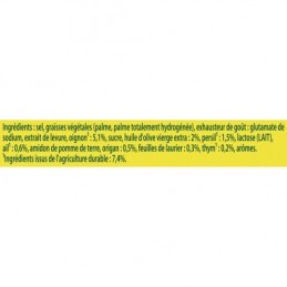 Bouillon déshydraté - Huile d'olive vierge extra : 2% et graisse de palme.
