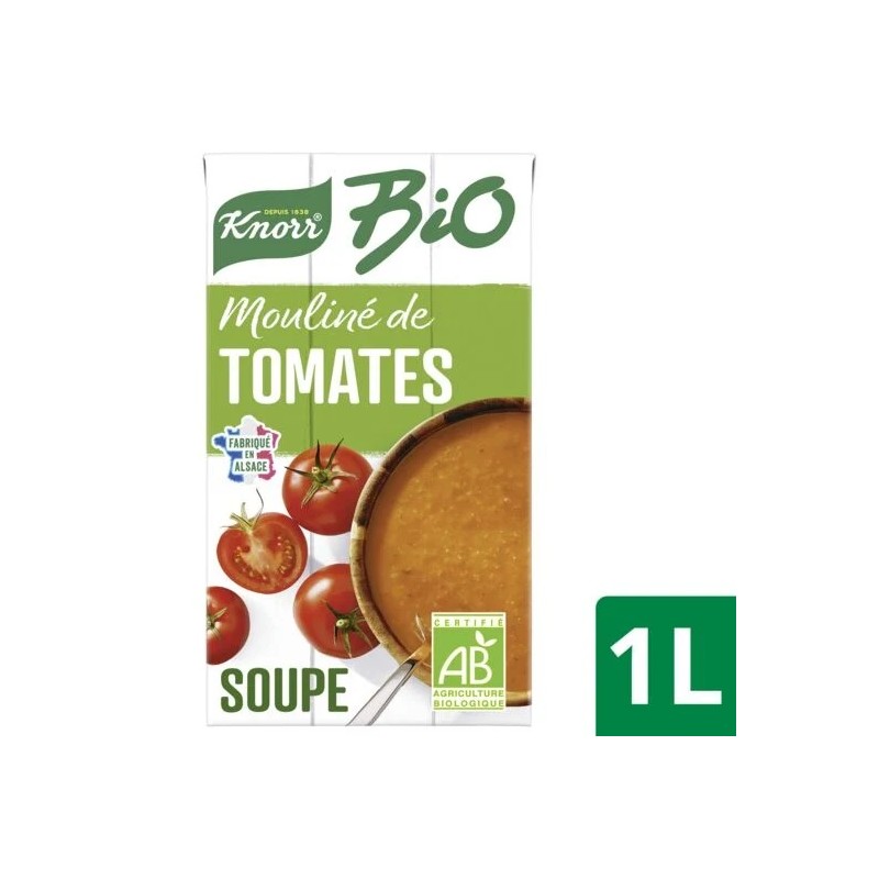 Soupe Moulinée de Tomates Oignons bio KNORR
la brique de 1L