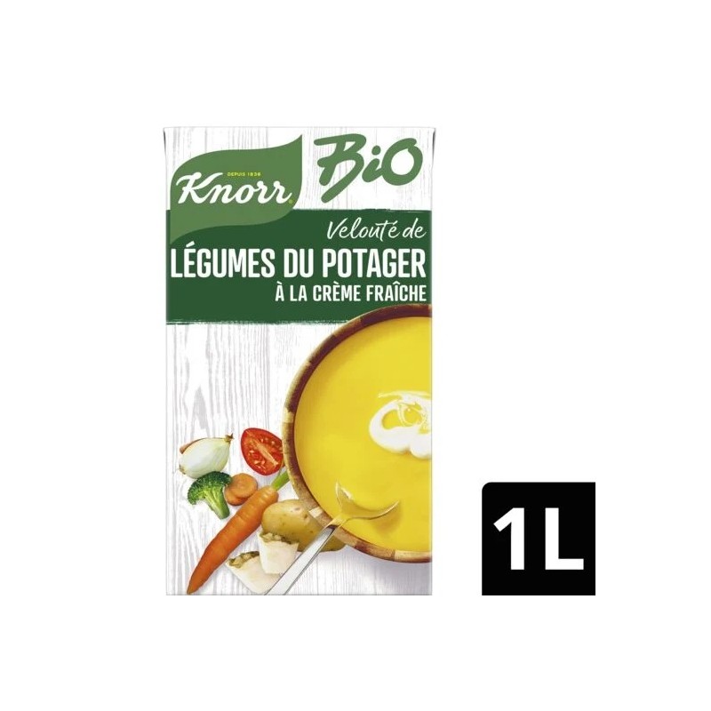 Soupe veloutée de légumes à la crème fraiche bio KNORR
la brique de 1L