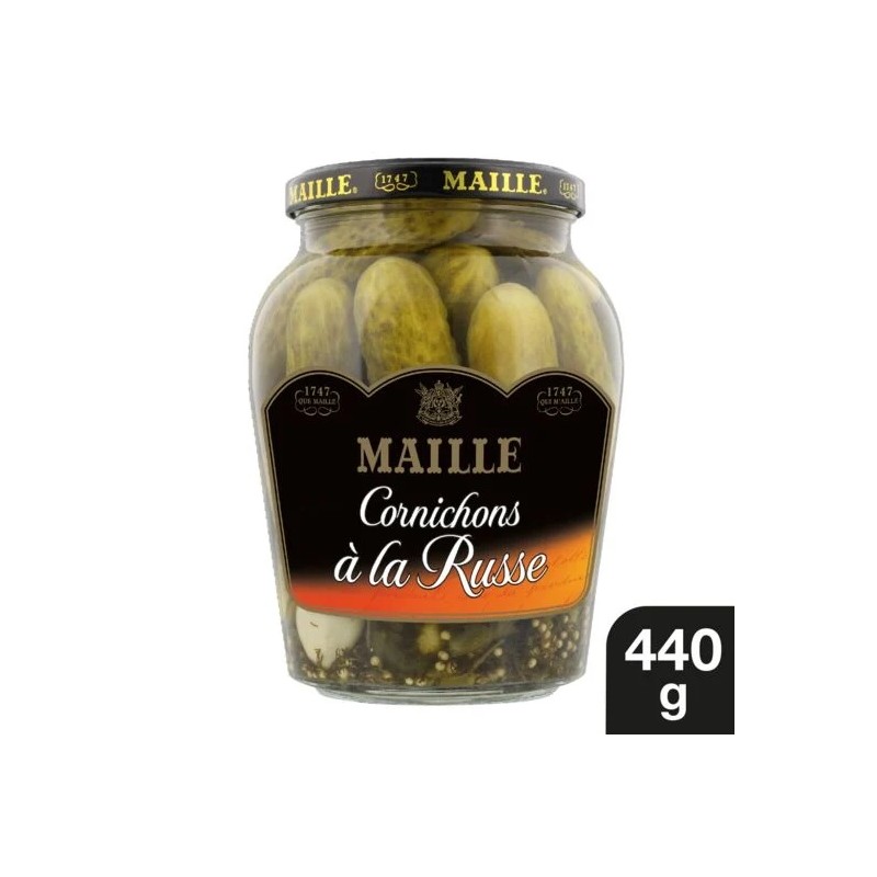 MAILLE Venäläistyyliset suolakurkut, 440 g purkki, valutettu paino