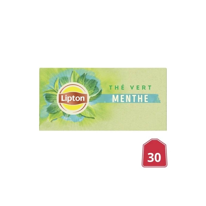 Thé vert menthe LIPTON la boite de 30 sachets - 48 g Thé vert menthe LIPTON la boite de 30 sachets - 48 g