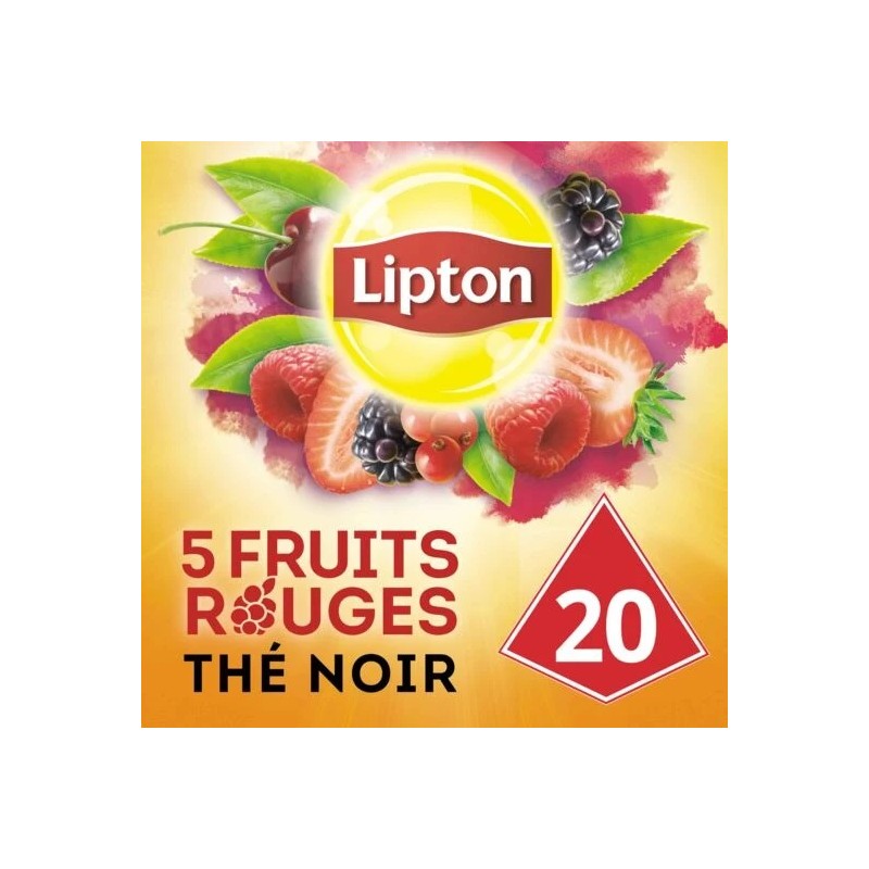 Thé noir 5 fruits rouges LIPTON la boite de 20 sachets - 34 g Thé noir 5 fruits rouges LIPTON la boite de 20 sachets - 34 g