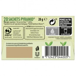 Thé vert bio LIPTON les 20 sachets - 28g