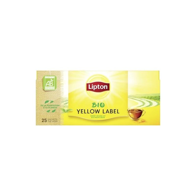Thé noir Yellow Label Bio LIPTON la boite de 25 sachets