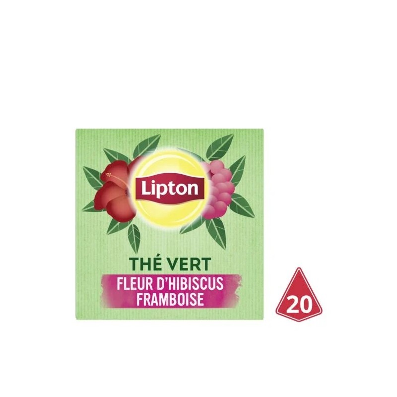 Thé vert hibiscus & framboise LIPTON
la boite de 20 sachets