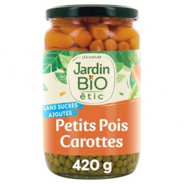 Petits pois carottes très fins Bio JARDIN BIO ETIC
le bocal de 420g net égoutté