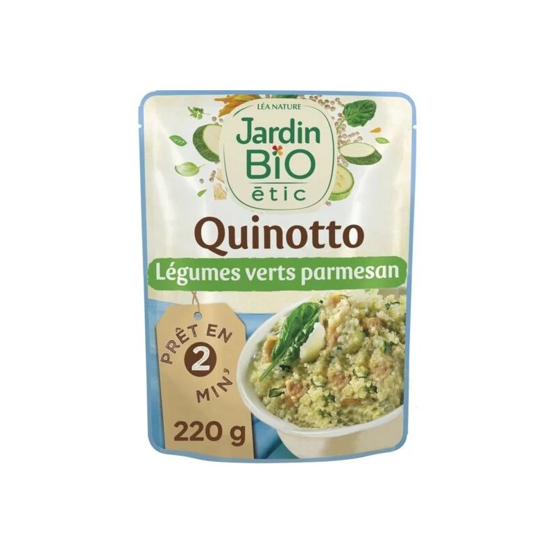 Plat cuisiné quinotto légumes verts parmesan Bio JARDIN BIO ETIC
le sachet de 220g Plat cuisiné quinotto légumes verts parmesan Bio JARDIN BIO ETIC
le sachet de 220g