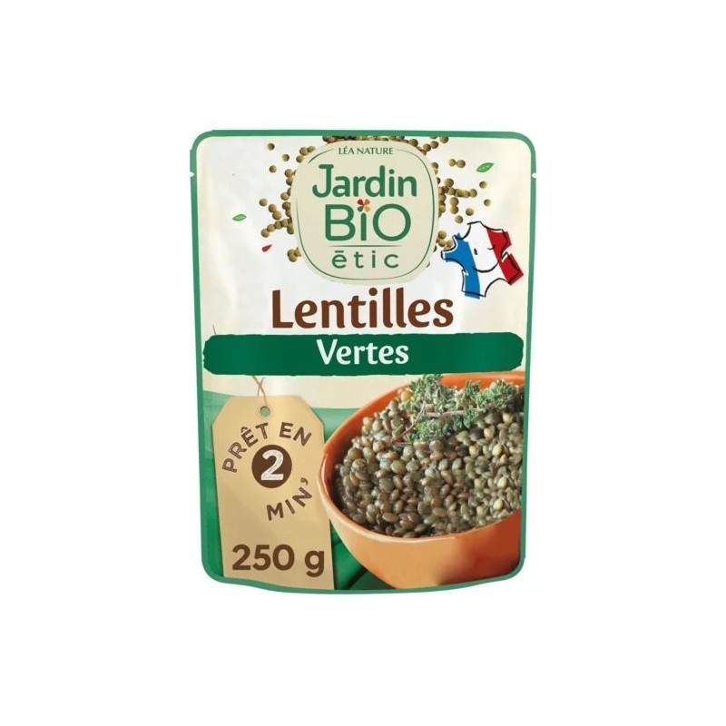 Plat cuisiné lentilles vertes Bio JARDIN BIO ETIC le sachet de 250g