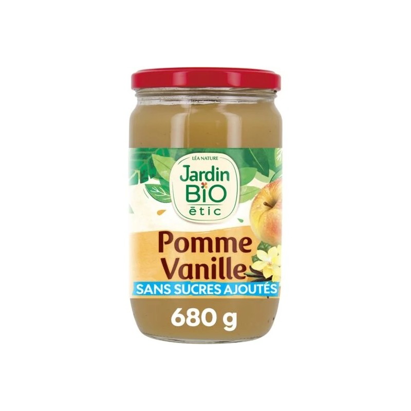 Compote pomme vanille bourbon sans sucres ajoutés Bio JARDIN BIO ETIC le bocal de 680g
