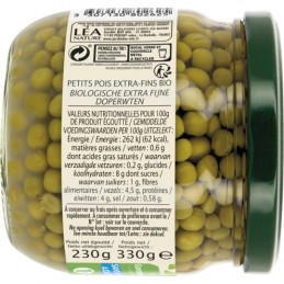 Petits pois extra-fins Bio JARDIN BIO ETIC
le bocal de 230g net égoutté