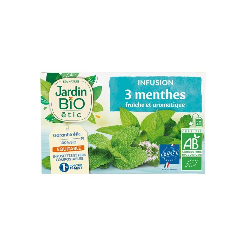 Infusion menthe Bio JARDIN BIO ETIC la boîte de 20 sachets