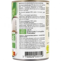 Lait de coco Bio JARDIN BIO ETIC la boîte de 400mL