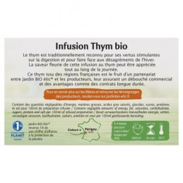 Infusion thym Bio JARDIN BIO ETIC la boîte de 20 sachets