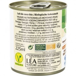 Lait de coco Bio JARDIN BIO ETIC la boîte de 225mL