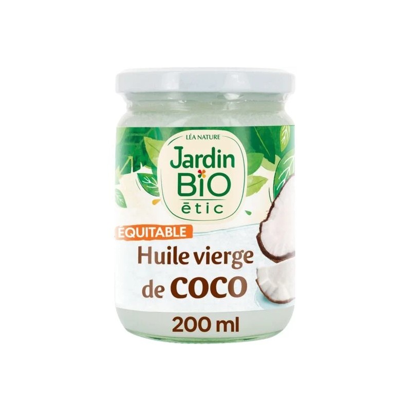 Huile vierge de coco Bio JARDIN BIO ETIC le bocal de 200mL