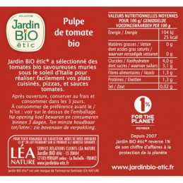 Pulpe de tomates Bio JARDIN BIO ETIC
la brique de 500g