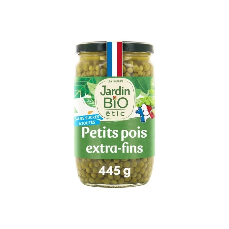 Petits pois Bio JARDIN BIO ETIC le bocal de 450g