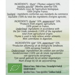 infusion thym menthe Bio JARDIN BIO ETIC la boîte de 20 sachets