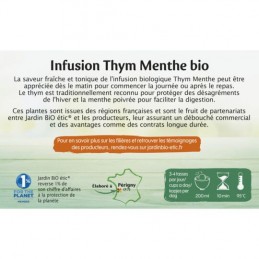 infusion thym menthe Bio JARDIN BIO ETIC la boîte de 20 sachets
