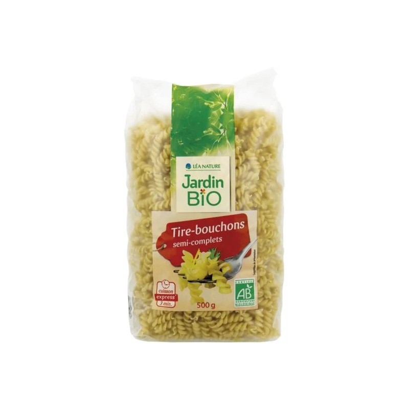 Pâtes tire-bouchons semi-complets Bio JARDIN BIO ETIC le paquet de 500g