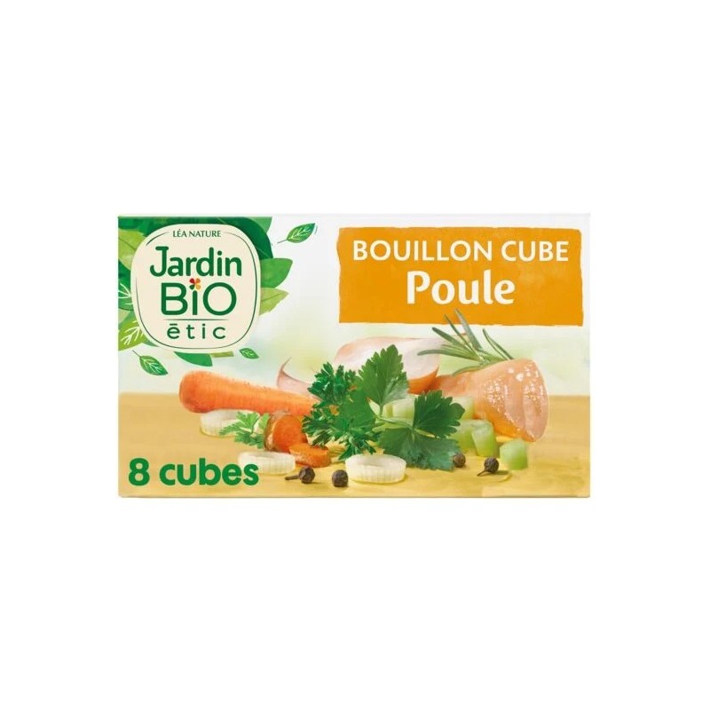 Bouillons de cubes poule Bio JARDIN BIO ETIC la boîte de 8 cubes de 10g