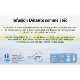 Infusion détente sommeil Bio JARDIN BIO ETIC la boîte de 20sachets