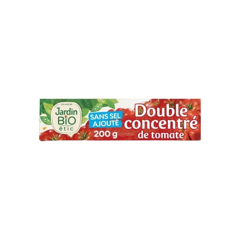 Double concentré de tomate sans sel ajouté Bio JARDIN BIO ETIC le tube de 200g Double concentré de tomate sans sel ajouté Bio JARDIN BIO ETIC le tube de 200g