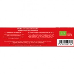 Double concentré de tomate sans sel ajouté Bio JARDIN BIO ETIC le tube de 200g