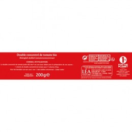 Double concentré de tomate sans sel ajouté Bio JARDIN BIO ETIC le tube de 200g