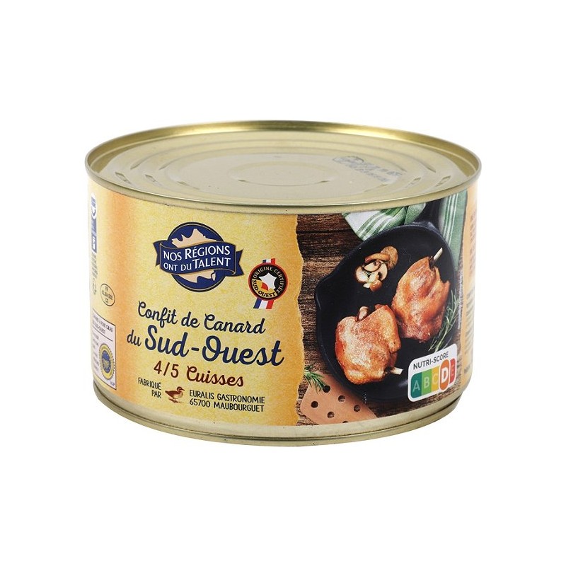 confit de Canard I.G.P. Sud-Ouest 4-5 cuisses - 750 g - NOS REGIONS ONT DU TALENT