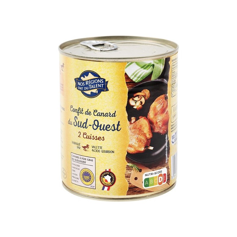confit de canard du Sud-Ouest 2 cuisses - 425 g - NOS REGIONS ONT DU TALENT