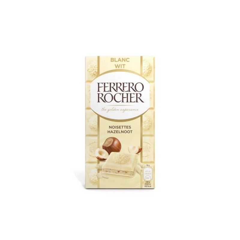 Tablette chocolat blanc fourrée noisettes FERRERO ROCHER