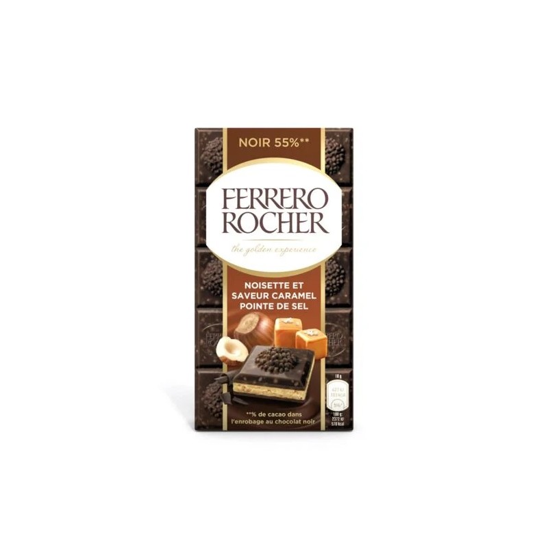 Tablette chocolat noir fourrée noisettes et caramel FERRERO ROCHER