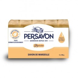 Savon de Marseille au parfum Glycériné PERSAVON le paquet de 5savons de 100g