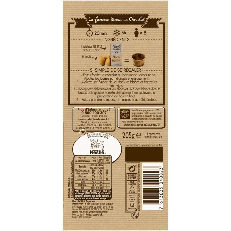 Chocolat noir DESSERT NESTLE